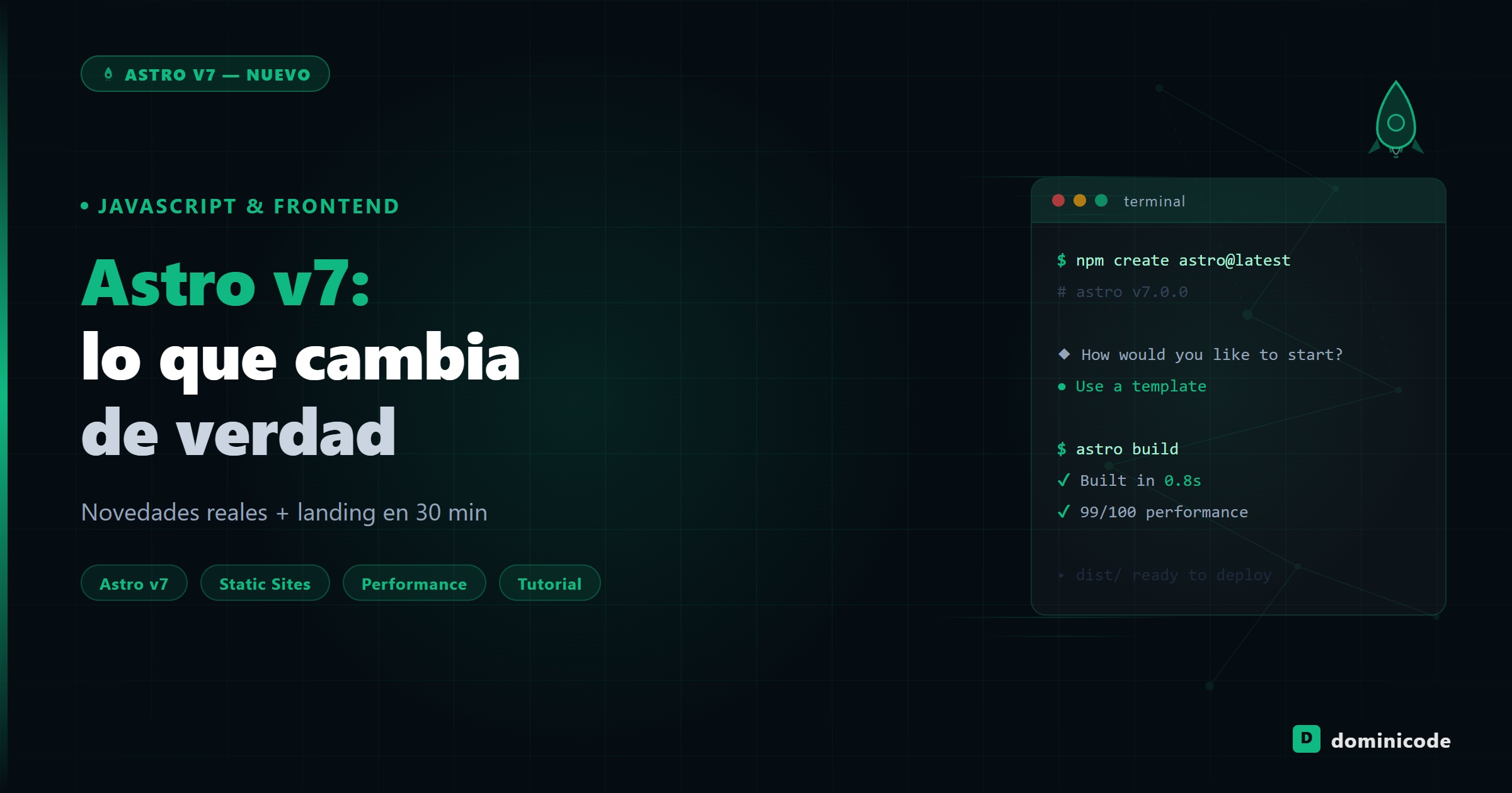 Astro v7 novedades y landing page — Dominicode