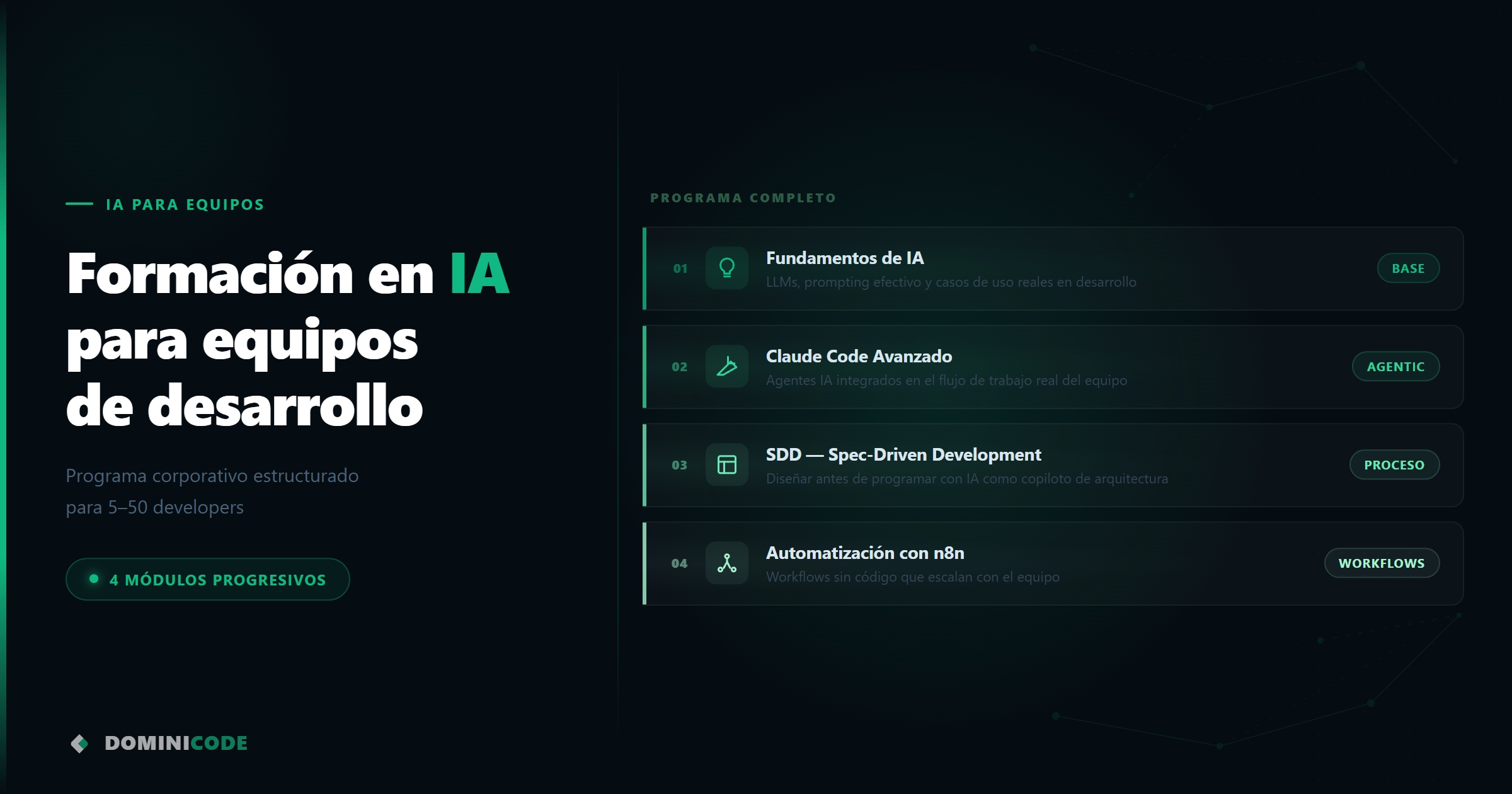 Formación en IA para equipos de desarrollo: 4 módulos