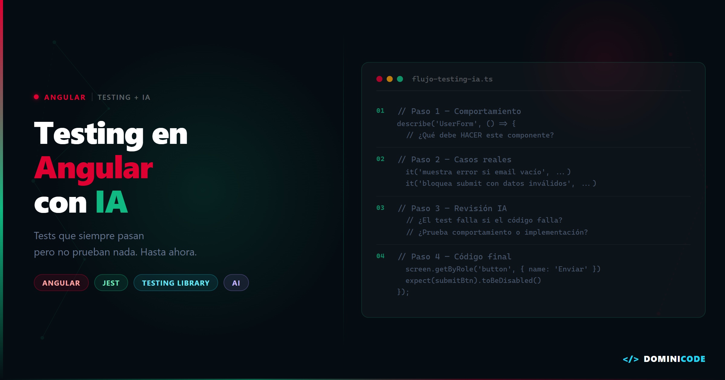 Testing en Angular con IA: tests que protegen de verdad
