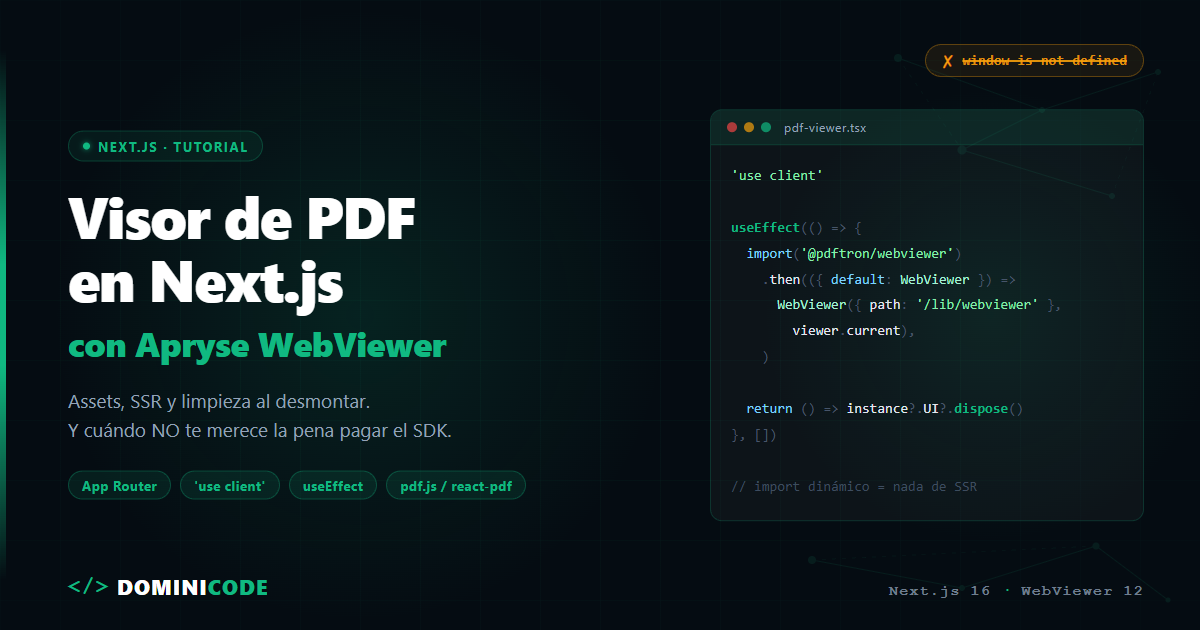 Visor de PDF en Next.js con Apryse WebViewer: guía real