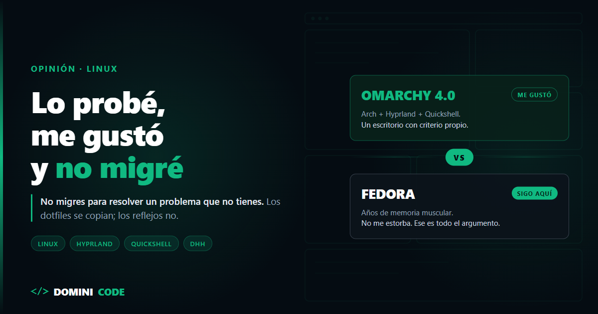 Omarchy 4.0 con Hyprland y Quickshell frente a Fedora — Dominicode