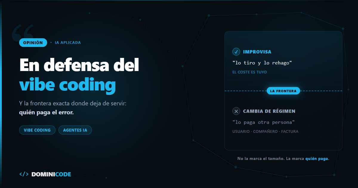 cuándo usar vibe coding y dónde está su frontera — Dominicode